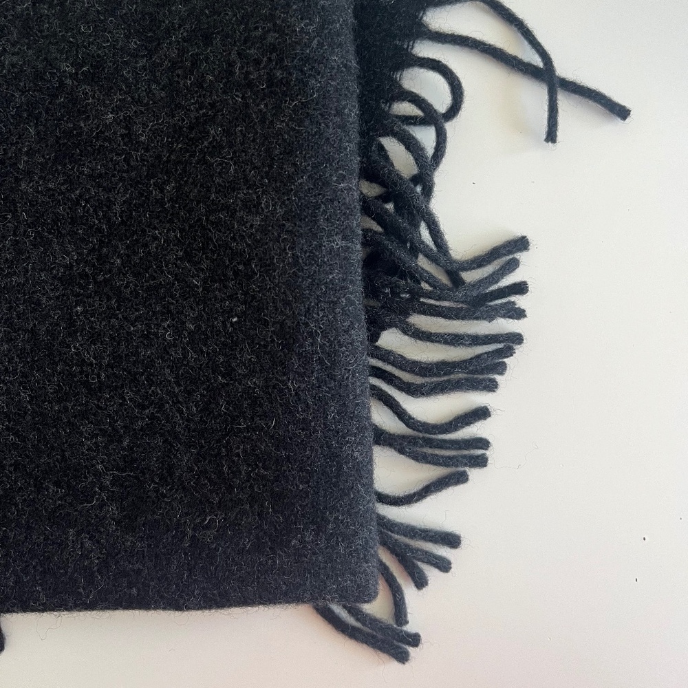 Unisex Dark Grey Black Tassel Scarf